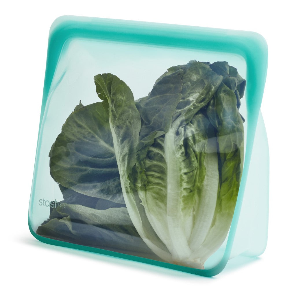 Stasher Bag Stand-Up Mega Aqua with Lettuce