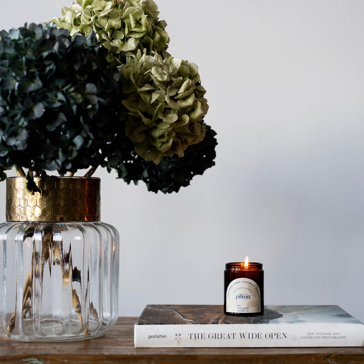 The Very Good Candle Co Amber Glass Candle Lifestyle