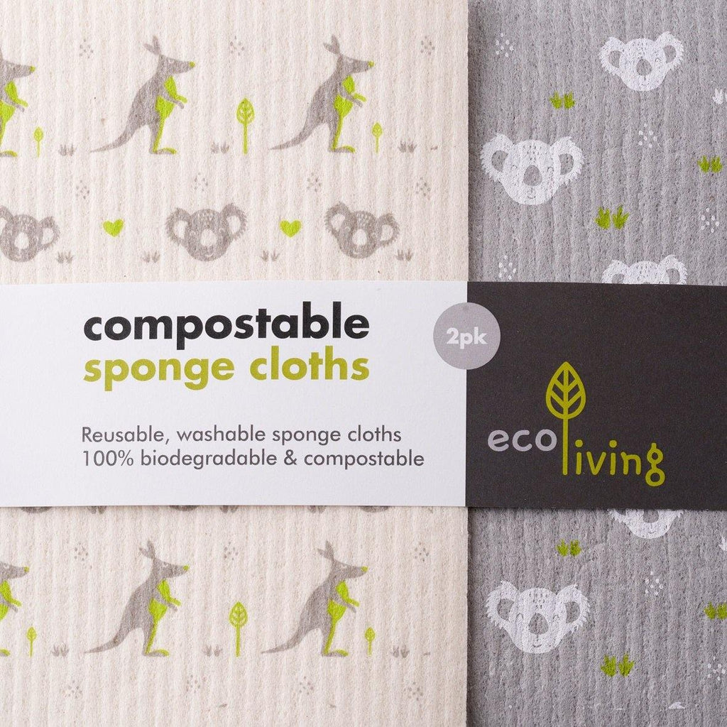 EcoLiving Compostable Sponge Cleaning Cloths Wildlife Rescue 2-pack Koala