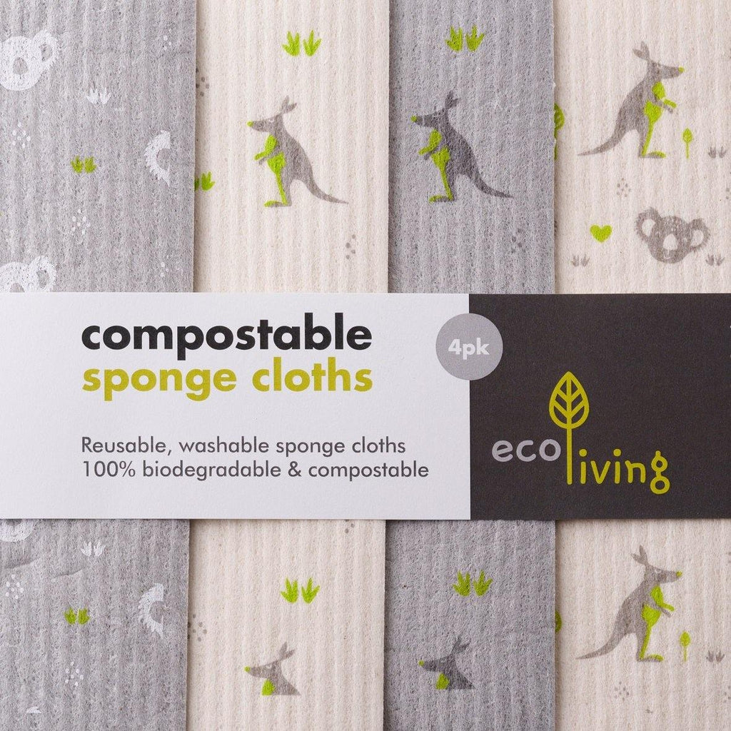 EcoLiving Compostable Sponge Cleaning Cloths Wildlife Rescue 4-pack