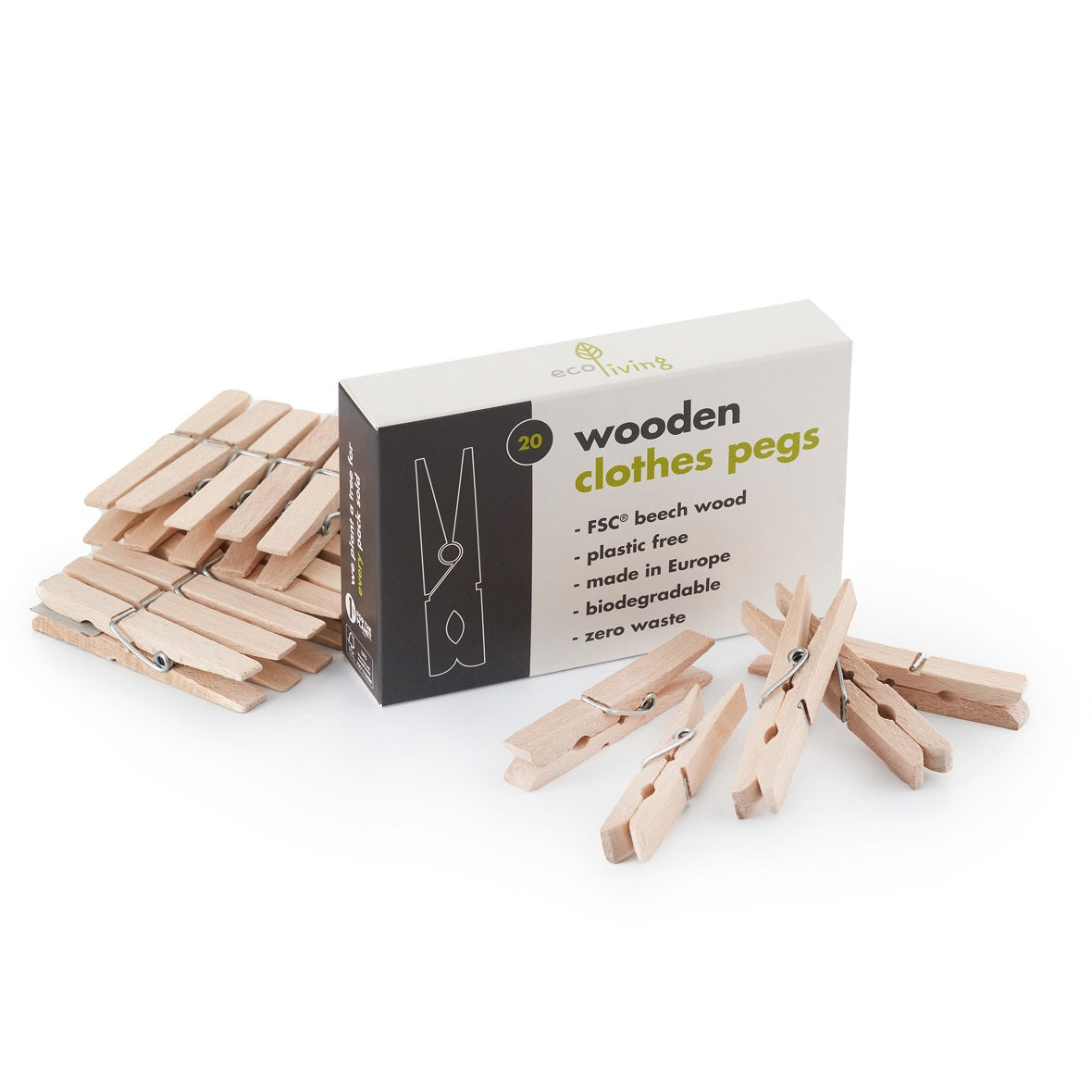 EcoLiving Wooden Clothes Pegs (FSC 100%)