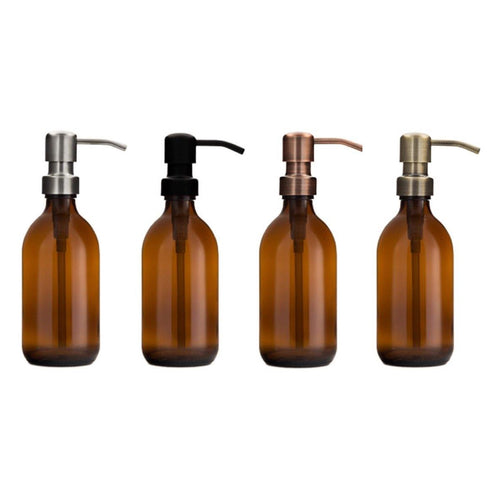 Kuishi Amber Glass Soap Dispenser with Stainless Steel Pump All Colours
