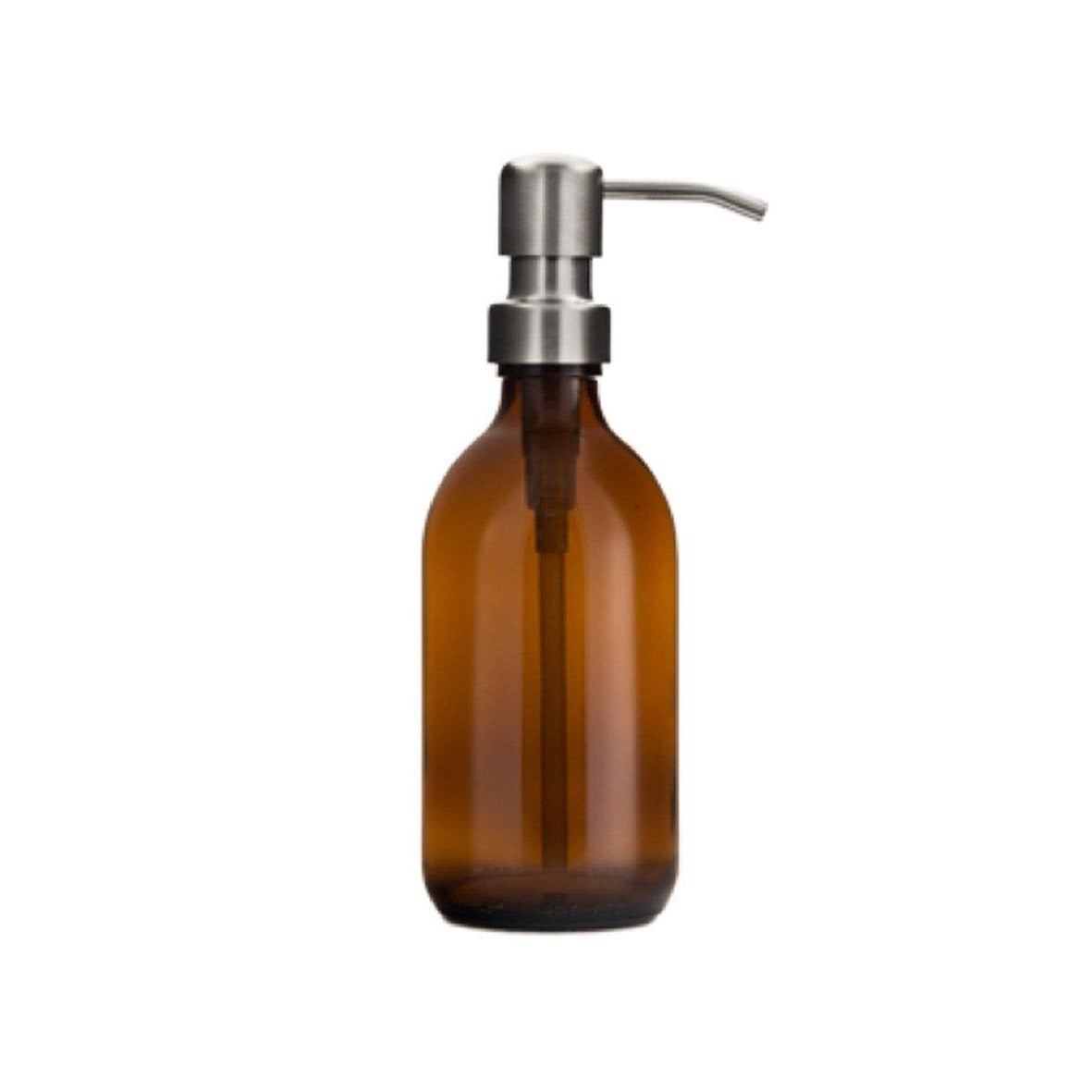 Kuishi Amber Glass Soap Dispenser with Stainless Steel Pump Silver